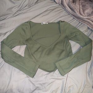 Green Women's Ribbed Crop Top